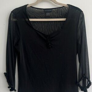 The Limited Sheer V-Neck Blouse Black, Size L
